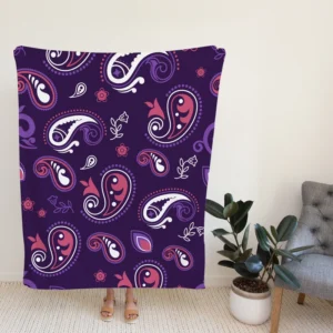 Traditional Little Purple Pink Paisley Fleece Blanket