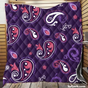 Traditional Little Purple Pink Paisley Quilt Blanket