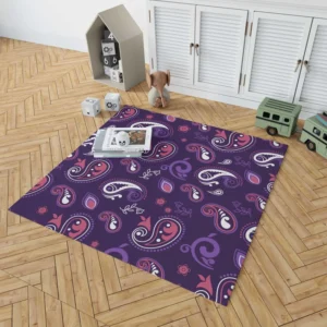 Traditional Little Purple Pink Paisley Rug 1