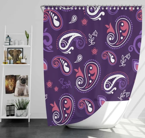 Traditional Little Purple Pink Paisley Shower Curtain