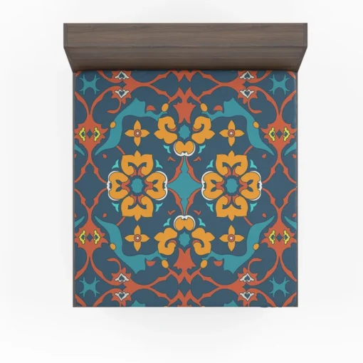 Traditional Morocco Folk Design Fitted Sheet