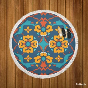 Traditional Morocco Folk Design Round Beach Towel