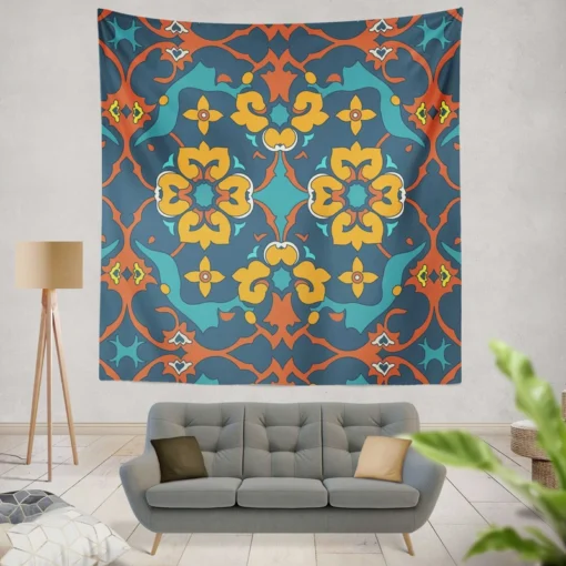 Traditional Morocco Folk Design Wall Tapestry