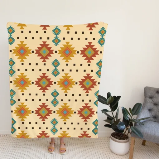 Traditional Native American Design Fleece Blanket