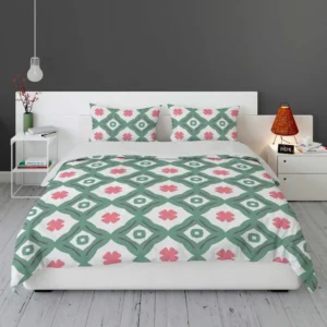 Trendy Green Pink Design Bedding Set 1