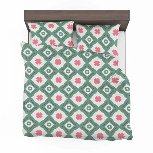 Trendy Green Pink Design Bedding Set 2