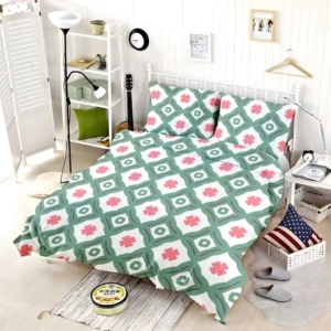 Trendy Green Pink Design Bedding Set