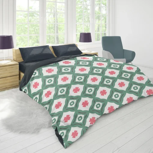 Trendy Green Pink Design Duvet Cover 1