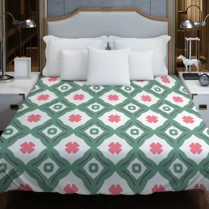 Trendy Green Pink Design Duvet Cover