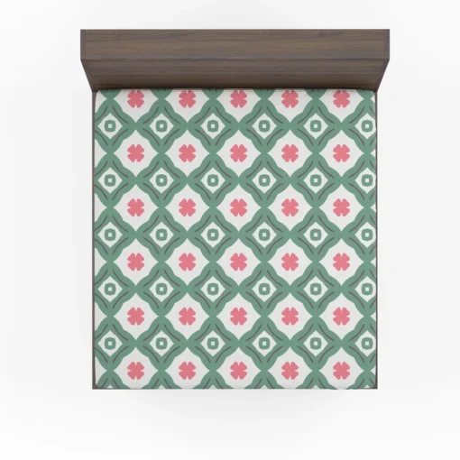 Trendy Green Pink Design Fitted Sheet