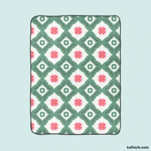 Trendy Green Pink Design Fleece Blanket 1