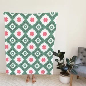 Trendy Green Pink Design Fleece Blanket