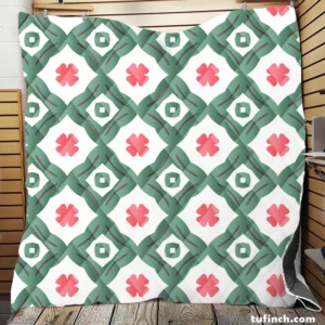 Trendy Green Pink Design Quilt Blanket