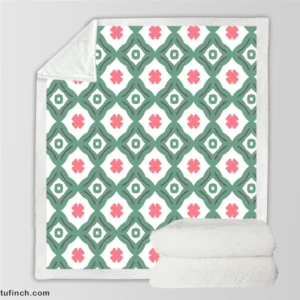 Trendy Green Pink Design Sherpa Fleece Blanket