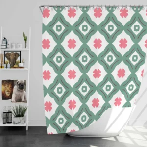 Trendy Green Pink Design Shower Curtain