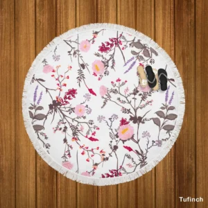 Trendy Tiny Floral Round Beach Towel