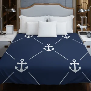 Triangle Pattern White Anchor On Catalina Blue Duvet Cover