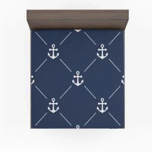 Triangle Pattern White Anchor On Catalina Blue Fitted Sheet