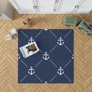 Triangle Pattern White Anchor On Catalina Blue Rug