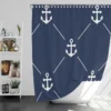 Triangle Pattern White Anchor On Catalina Blue Shower Curtain