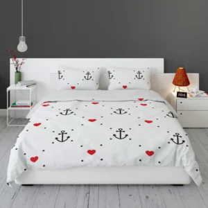 Triangle Pattern With Marine Anchor Heart Bedding Set 1