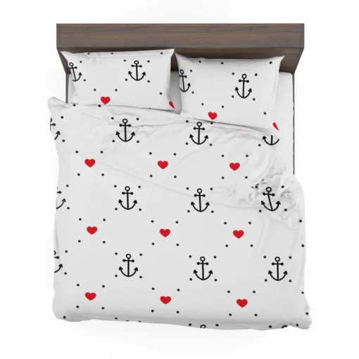 Triangle Pattern With Marine Anchor Heart Bedding Set 2