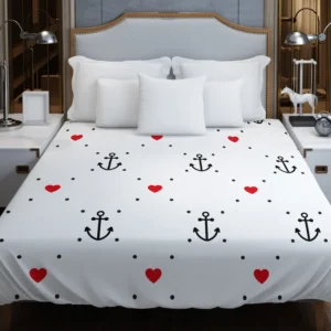 Triangle Pattern With Marine Anchor Heart Duvet Cover