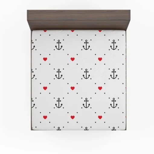 Triangle Pattern With Marine Anchor Heart Fitted Sheet