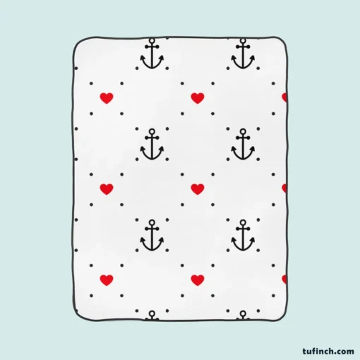 Triangle Pattern With Marine Anchor Heart Fleece Blanket 1