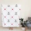 Triangle Pattern With Marine Anchor Heart Fleece Blanket