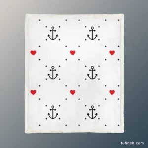 Triangle Pattern With Marine Anchor Heart Sherpa Fleece Blanket 1