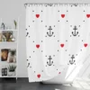 Triangle Pattern With Marine Anchor Heart Shower Curtain