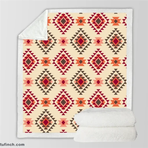 Tribal Aztec Argyle Design Sherpa Fleece Blanket