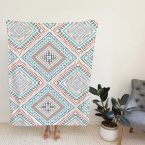 Tribal Ethnic Square Pattern Fleece Blanket