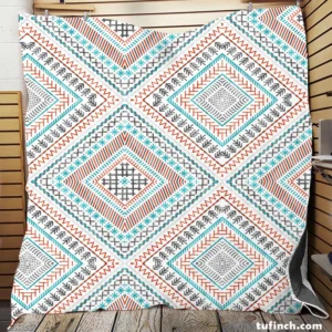 Tribal Ethnic Square Pattern Quilt Blanket