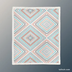 Tribal Ethnic Square Pattern Sherpa Fleece Blanket 1