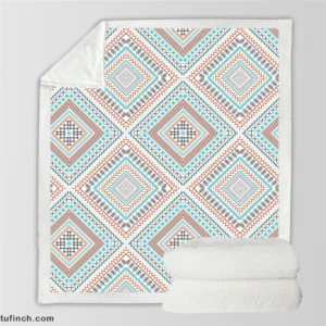 Tribal Ethnic Square Pattern Sherpa Fleece Blanket