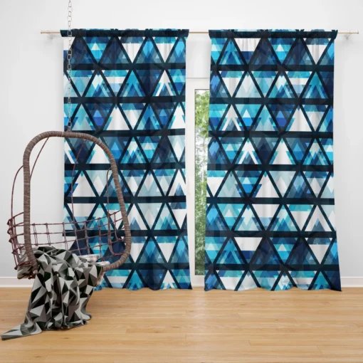 Tribal Galaxy Blue Triangle Curtain