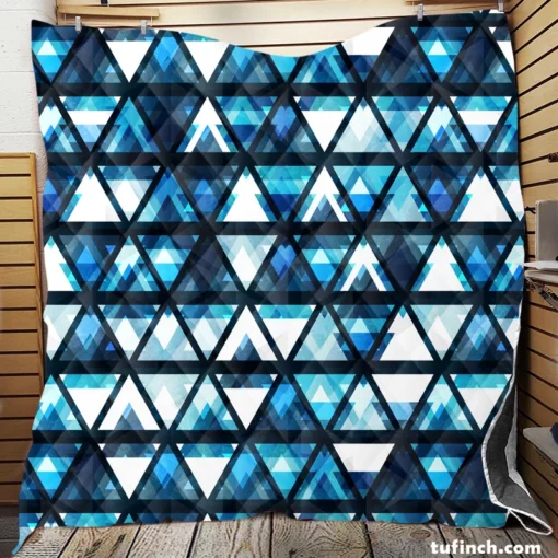 Tribal Galaxy Blue Triangle Quilt Blanket