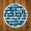 Tribal Galaxy Blue Triangle Round Beach Towel