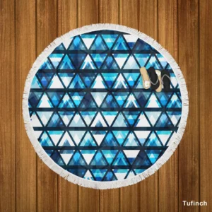 Tribal Galaxy Blue Triangle Round Beach Towel