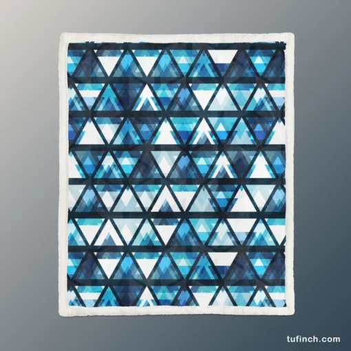 Tribal Galaxy Blue Triangle Sherpa Fleece Blanket 1