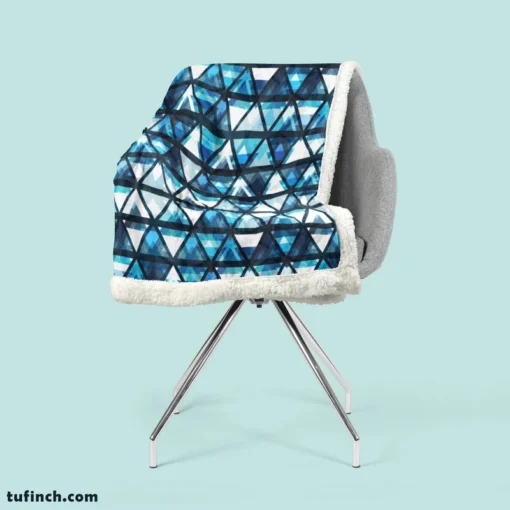 Tribal Galaxy Blue Triangle Sherpa Fleece Blanket 2