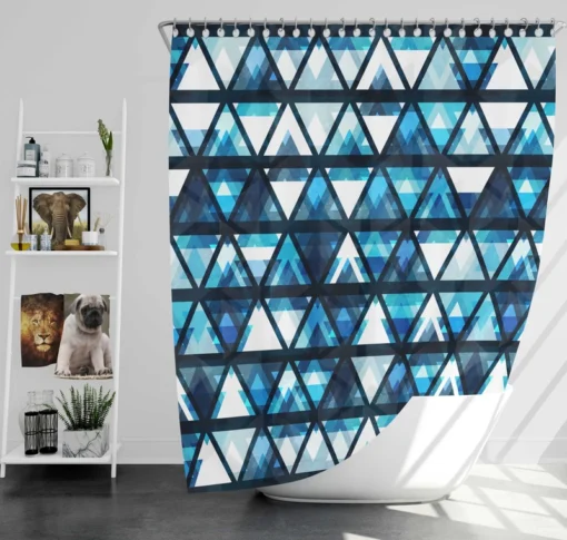 Tribal Galaxy Blue Triangle Shower Curtain