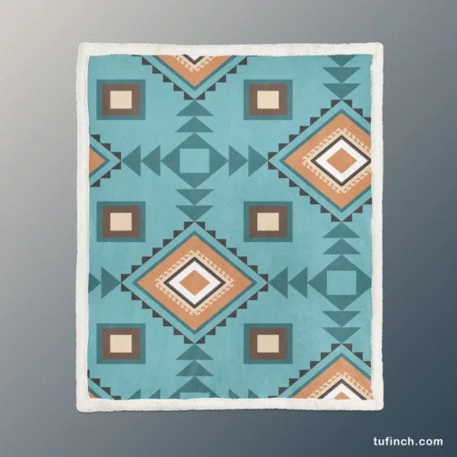 Tribal Geometrics Aztec Design Sherpa Fleece Blanket 1