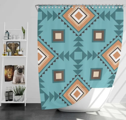 Tribal Geometrics Aztec Design Shower Curtain