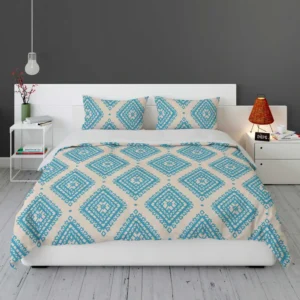 Tribal Ikat Blue Rhombus Design Bedding Set 1