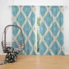 Tribal Ikat Blue Rhombus Design Curtain