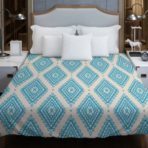 Tribal Ikat Blue Rhombus Design Duvet Cover