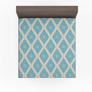 Tribal Ikat Blue Rhombus Design Fitted Sheet